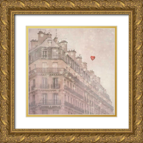 Heart Paris Gold Ornate Wood Framed Art Print with Double Matting by Bevan, Keri