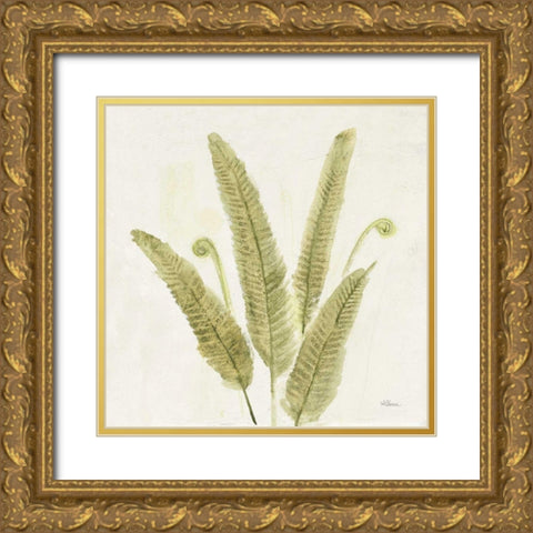 Forest Ferns II v2 Gold Ornate Wood Framed Art Print with Double Matting by Hristova, Albena