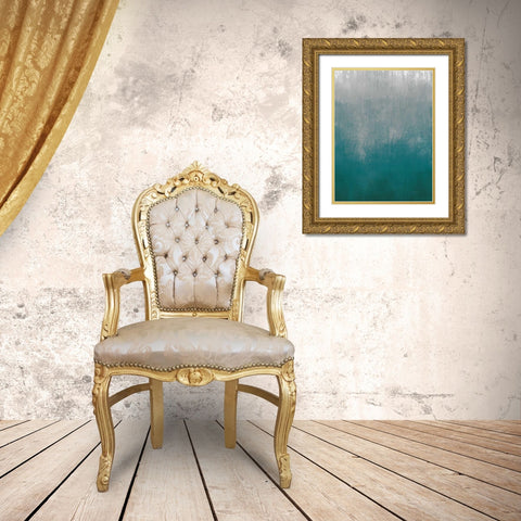 Silver Wave I Green Crop Gold Ornate Wood Framed Art Print with Double Matting by Vassileva, Silvia