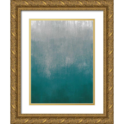 Silver Wave I Green Crop Gold Ornate Wood Framed Art Print with Double Matting by Vassileva, Silvia