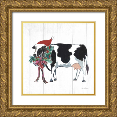 Holiday Farm Animals IV Gold Ornate Wood Framed Art Print with Double Matting by Zaman, Farida