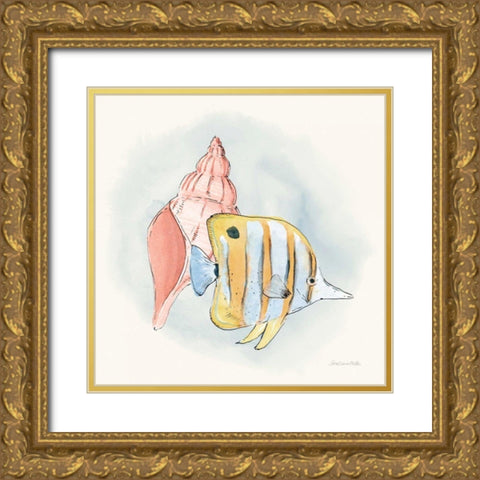 Sea Life I Gold Ornate Wood Framed Art Print with Double Matting by Miller, Sara Zieve