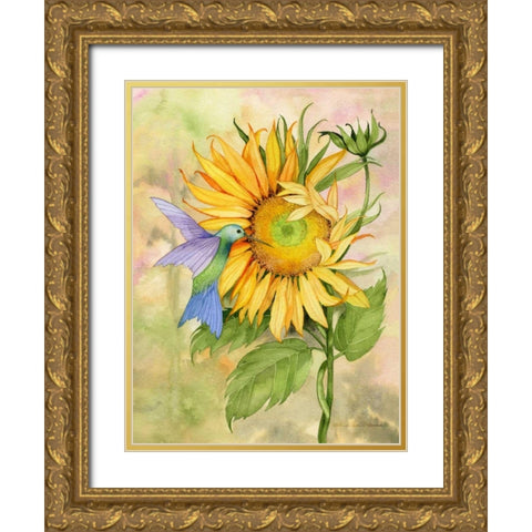 Summer Fun Bird Gold Ornate Wood Framed Art Print with Double Matting by McKenna, Kathleen Parr