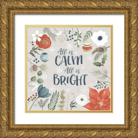 Holiday Garden V Gold Ornate Wood Framed Art Print with Double Matting by Marshall, Laura