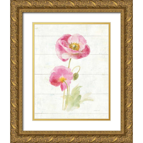 June Blooms IV Gold Ornate Wood Framed Art Print with Double Matting by Nai, Danhui