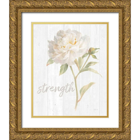 Garden Peony on Wood Strength Gold Ornate Wood Framed Art Print with Double Matting by Nai, Danhui