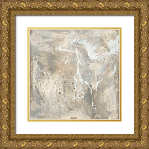 White Horse II Gold Ornate Wood Framed Art Print with Double Matting by Paschke, Chris