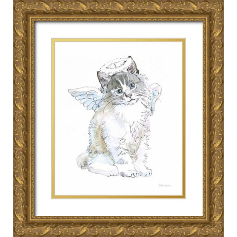 Christmas Kitties I Gold Ornate Wood Framed Art Print with Double Matting by Grove, Beth