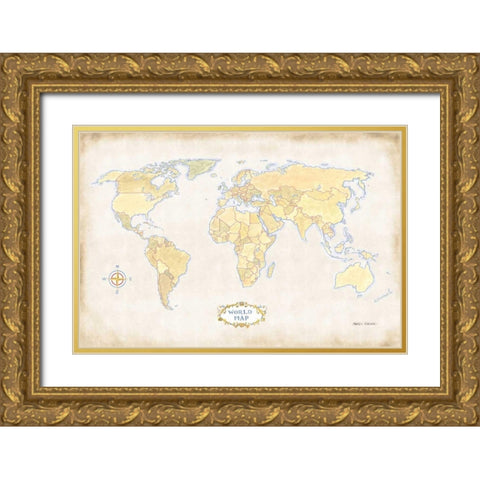 World Trekker I Gold Ornate Wood Framed Art Print with Double Matting by Fabiano, Marco