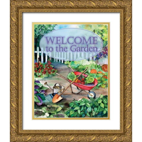 Welcome Garden Gold Ornate Wood Framed Art Print with Double Matting by McKenna, Kathleen Parr