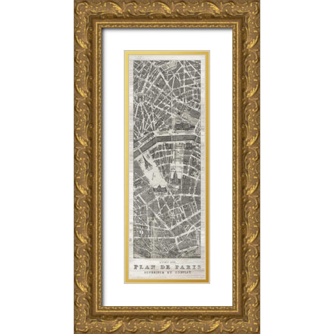 Plan de Paris Panel in Wood Gold Ornate Wood Framed Art Print with Double Matting by Wild Apple Portfolio