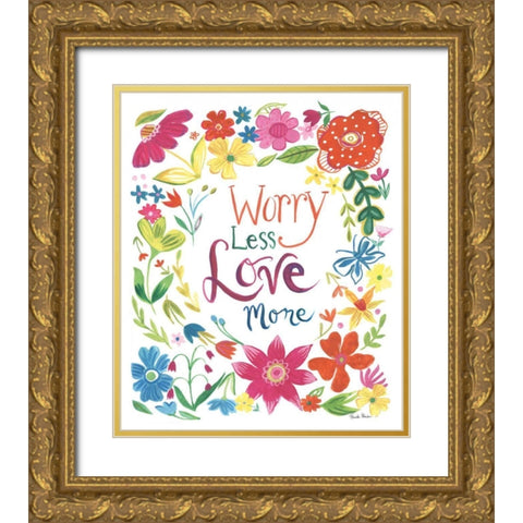 Floral Quote I Gold Ornate Wood Framed Art Print with Double Matting by Zaman, Farida