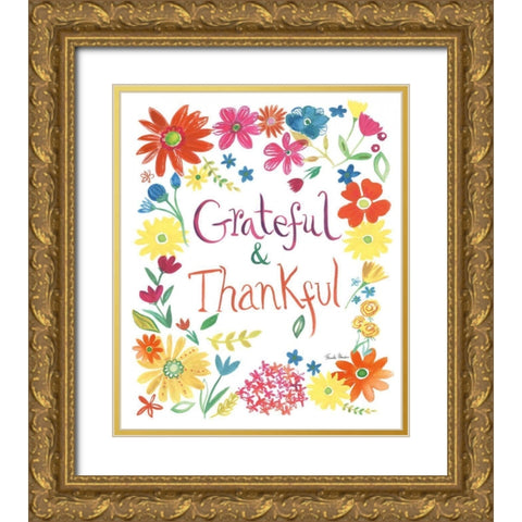 Floral Quote II Gold Ornate Wood Framed Art Print with Double Matting by Zaman, Farida