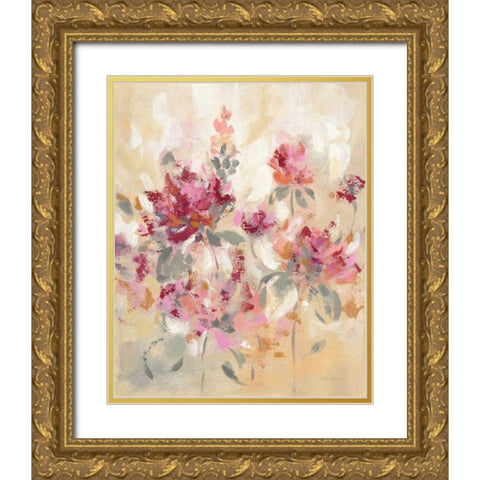 Floral Reflections I Gold Ornate Wood Framed Art Print with Double Matting by Vassileva, Silvia