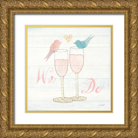 Lovebirds IV Gold Ornate Wood Framed Art Print with Double Matting by Prahl, Courtney