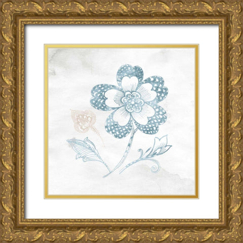 Eastern Boho IV Teal Gold Ornate Wood Framed Art Print with Double Matting by Wild Apple Portfolio