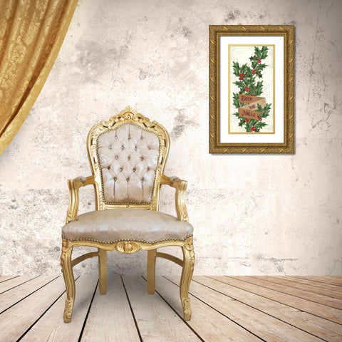 Yuletide VII Brown Gold Ornate Wood Framed Art Print with Double Matting by Schlabach, Sue