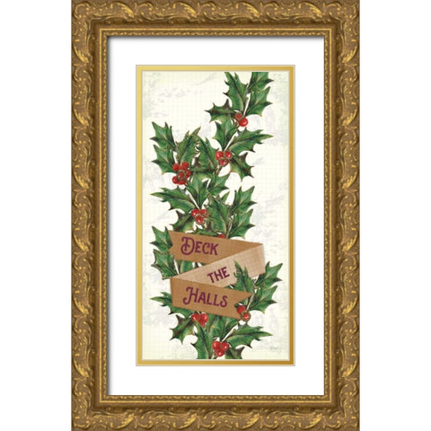 Yuletide VII Brown Gold Ornate Wood Framed Art Print with Double Matting by Schlabach, Sue