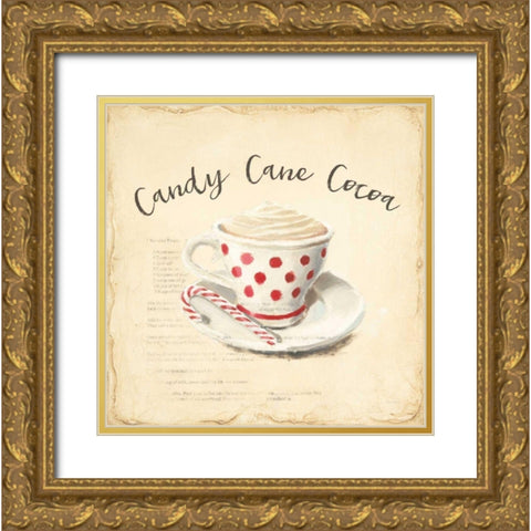 Creme de Noel Candy Cane Gold Ornate Wood Framed Art Print with Double Matting by Adams, Emily