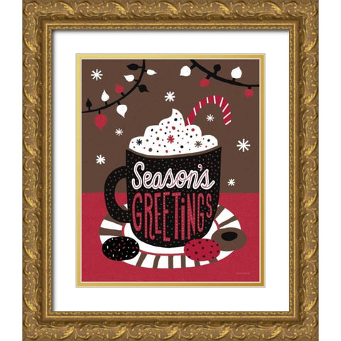 Christmas Cocoa Dark Gold Ornate Wood Framed Art Print with Double Matting by Mullan, Michael