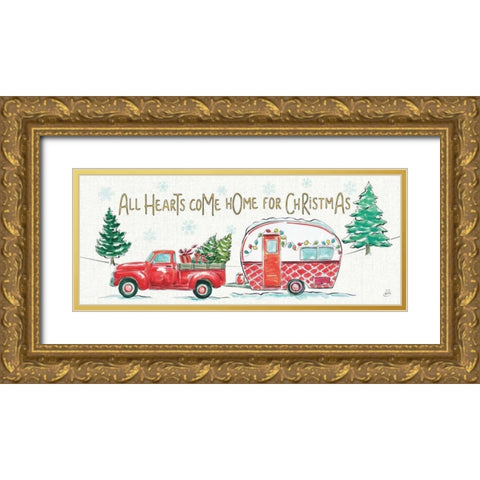 Christmas in the Country VIII All Hearts Gold Ornate Wood Framed Art Print with Double Matting by Brissonnet, Daphne