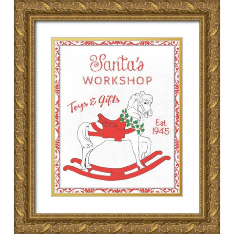 Chalkboard Christmas Signs I on White Gold Ornate Wood Framed Art Print with Double Matting by Grove, Beth