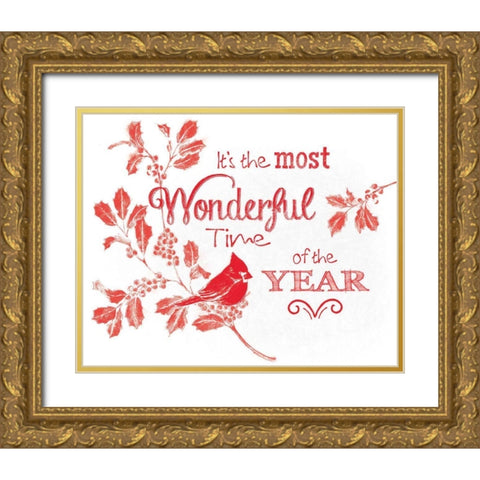 Chalkboard Christmas Sayings VI on white Gold Ornate Wood Framed Art Print with Double Matting by Grove, Beth