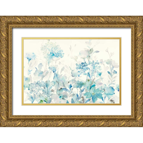 Translucent Garden Blue Crop Gold Ornate Wood Framed Art Print with Double Matting by Nai, Danhui