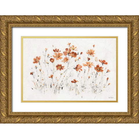 Wildflowers I Orange Gold Ornate Wood Framed Art Print with Double Matting by Audit, Lisa