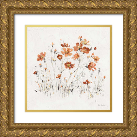 Wildflowers II Orange Gold Ornate Wood Framed Art Print with Double Matting by Audit, Lisa