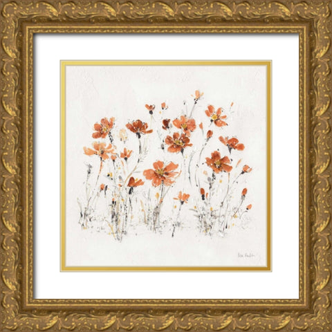 Wildflowers III Orange Gold Ornate Wood Framed Art Print with Double Matting by Audit, Lisa