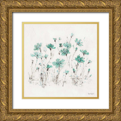 Wildflowers III Turquoise Gold Ornate Wood Framed Art Print with Double Matting by Audit, Lisa