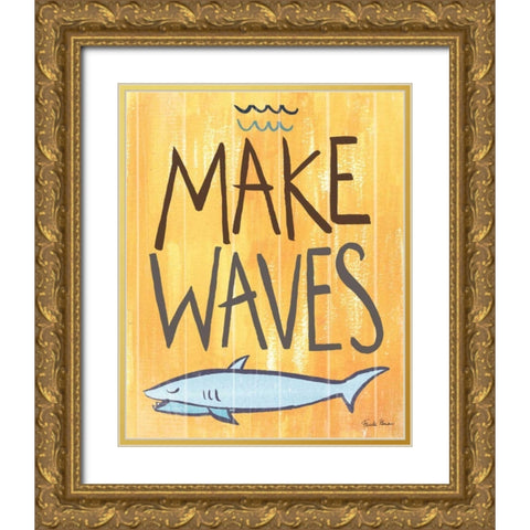 Make Waves IV Gold Ornate Wood Framed Art Print with Double Matting by Zaman, Farida