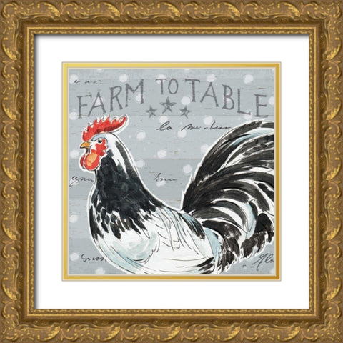 Roosters Call III Gold Ornate Wood Framed Art Print with Double Matting by Brissonnet, Daphne
