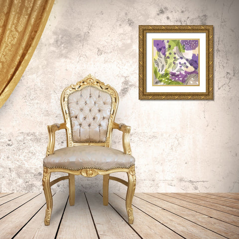 Bright Life III Purple Yellow Line Crop Gold Ornate Wood Framed Art Print with Double Matting by Urban, Mary