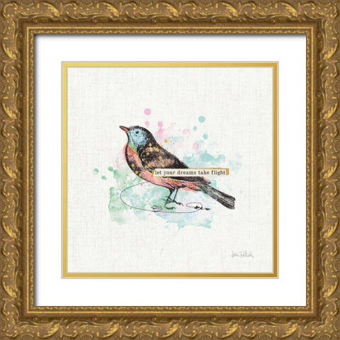 Thoughtful Wings II Gold Ornate Wood Framed Art Print with Double Matting by Pertiet, Katie