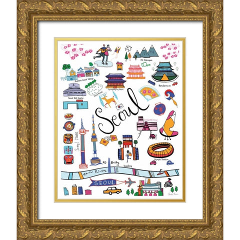 Travel Seoul Gold Ornate Wood Framed Art Print with Double Matting by Zaman, Farida