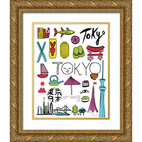 Travel Tokyo Gold Ornate Wood Framed Art Print with Double Matting by Zaman, Farida
