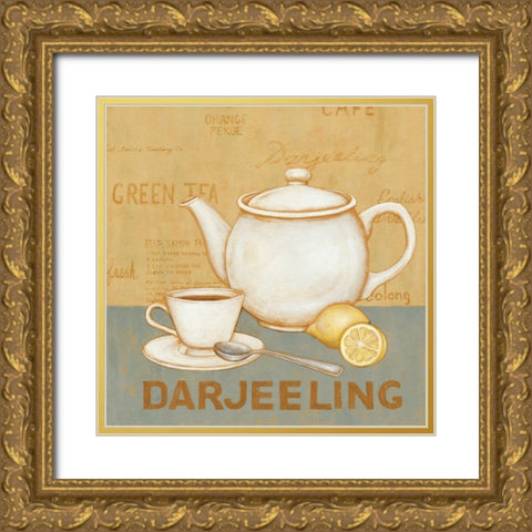 Darjeeling Tea Teal Gold Ornate Wood Framed Art Print with Double Matting by Brown, David Carter