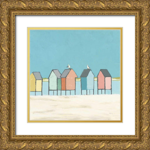Cabanas II Pastel Gold Ornate Wood Framed Art Print with Double Matting by Adams, Phyllis