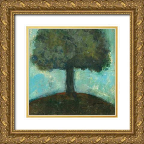 Under the Tree Square II Gold Ornate Wood Framed Art Print with Double Matting by Warrick, Cheryl