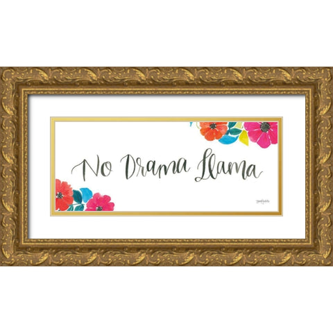 La La Llama IX Gold Ornate Wood Framed Art Print with Double Matting by Jackson, Jenaya