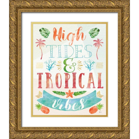 Words of Paradise III Gold Ornate Wood Framed Art Print with Double Matting by Aiken, Jess