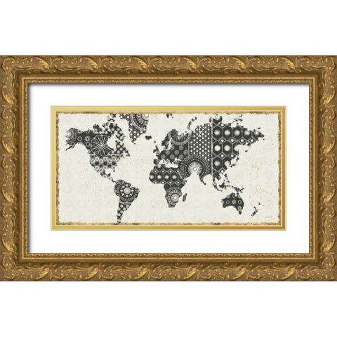 Kami Map Gold Ornate Wood Framed Art Print with Double Matting by Lovell, Kathrine