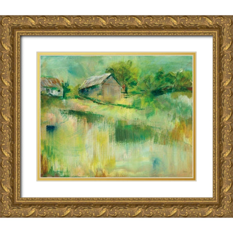 September Barns Gold Ornate Wood Framed Art Print with Double Matting by Schlabach, Sue