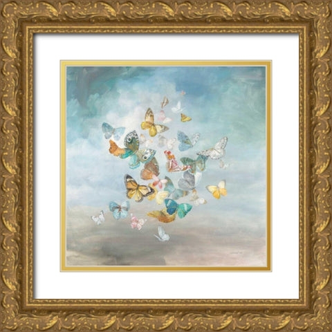 Beautiful Butterflies Gold Ornate Wood Framed Art Print with Double Matting by Nai, Danhui