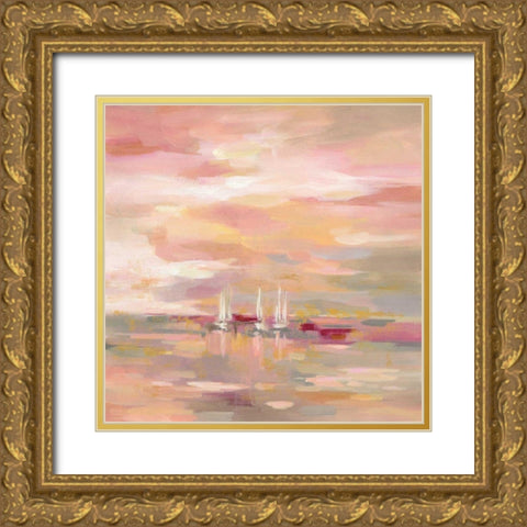 Crimson Waves Gold Ornate Wood Framed Art Print with Double Matting by Vassileva, Silvia