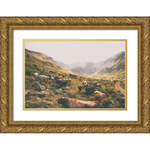 In the Valley Gold Ornate Wood Framed Art Print with Double Matting by Aledanda