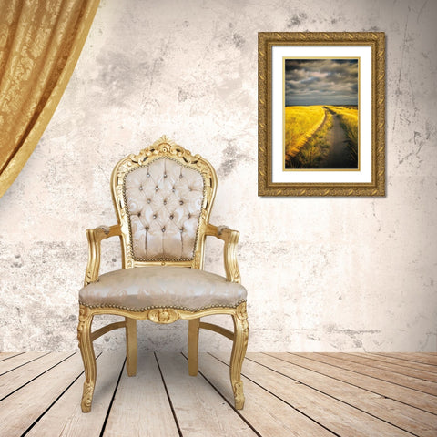 Down the Road Gold Ornate Wood Framed Art Print with Double Matting by Aledanda