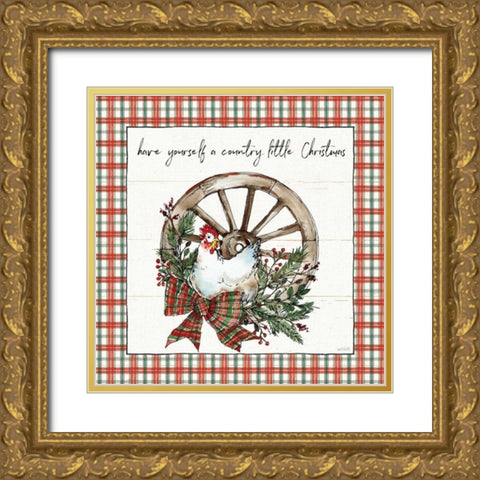 Holiday on the Farm V Plaid Gold Ornate Wood Framed Art Print with Double Matting by Tavoletti, Anne